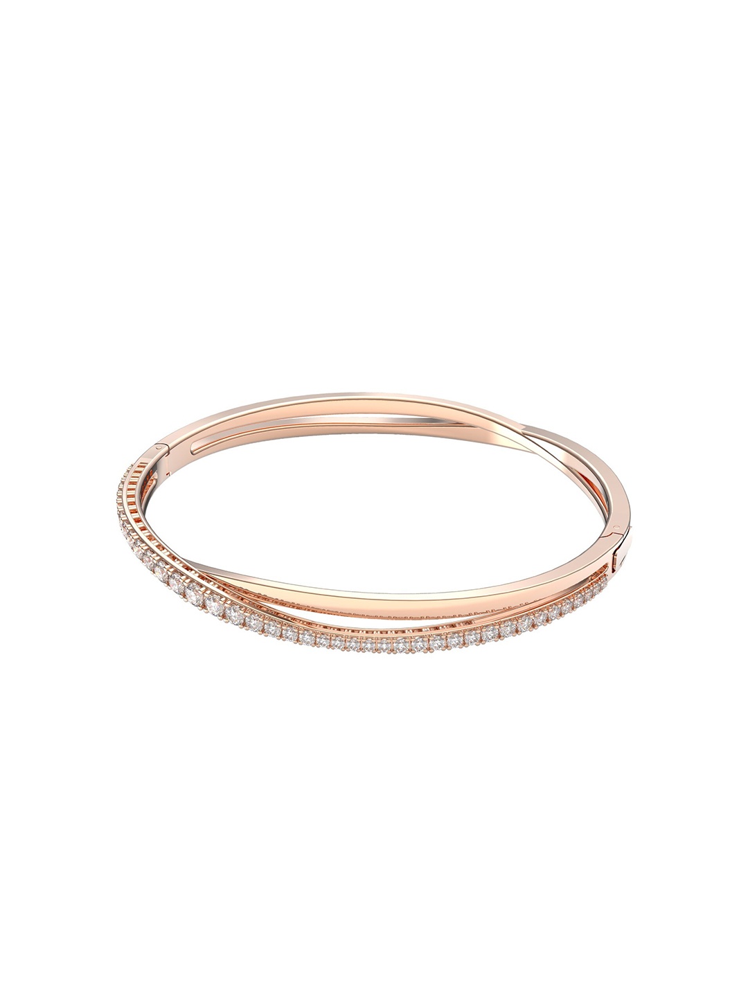 

SWAROVSKI Women White Crystals Rose Gold-Plated Bangle-Style Bracelet