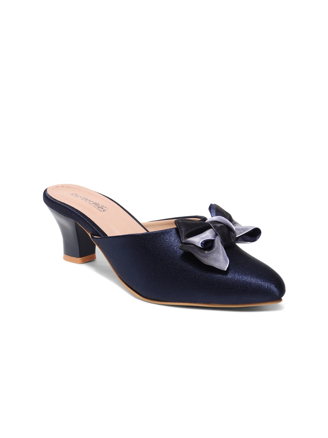 

Butterflies Women Blue Block Pumps with Bows