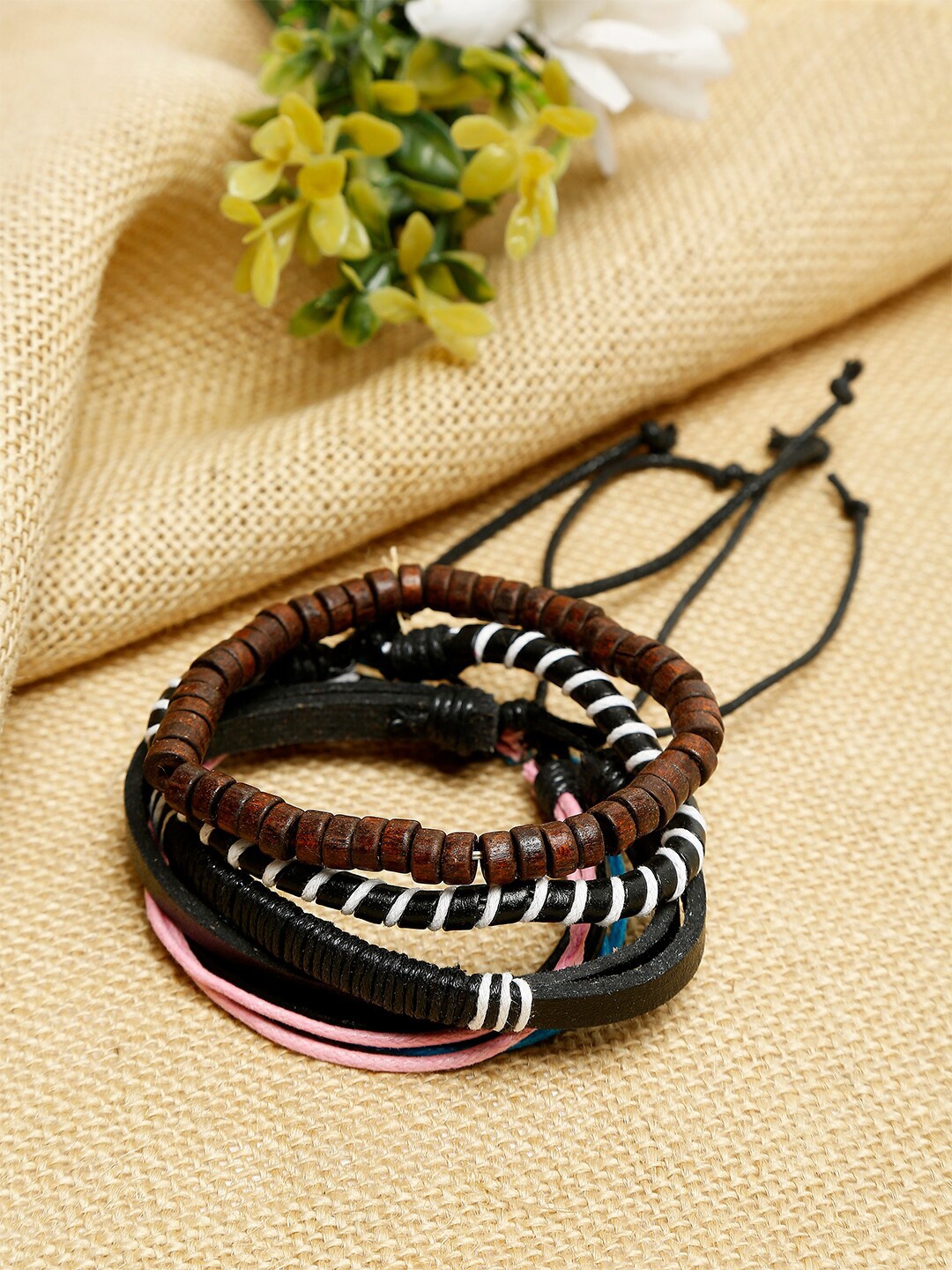 

Alvaro Castagnino Men Set Of 4 Multicoloured PU Elasticated Bracelet, Multi
