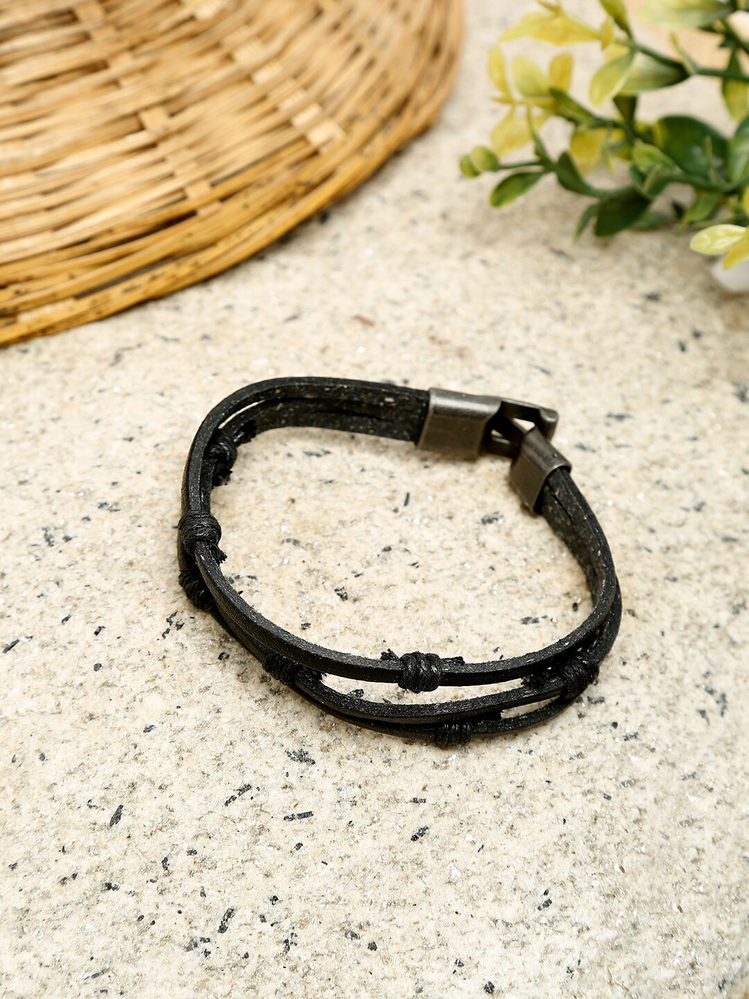 

Alvaro Castagnino Men Black PU Multistrand Bracelet