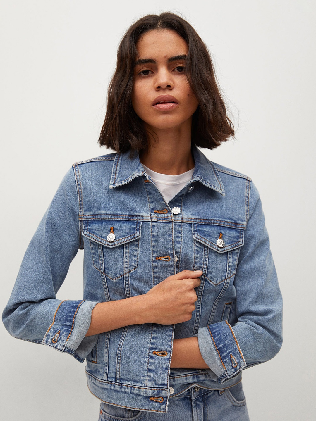 

MANGO Women Blue Denim Jacket