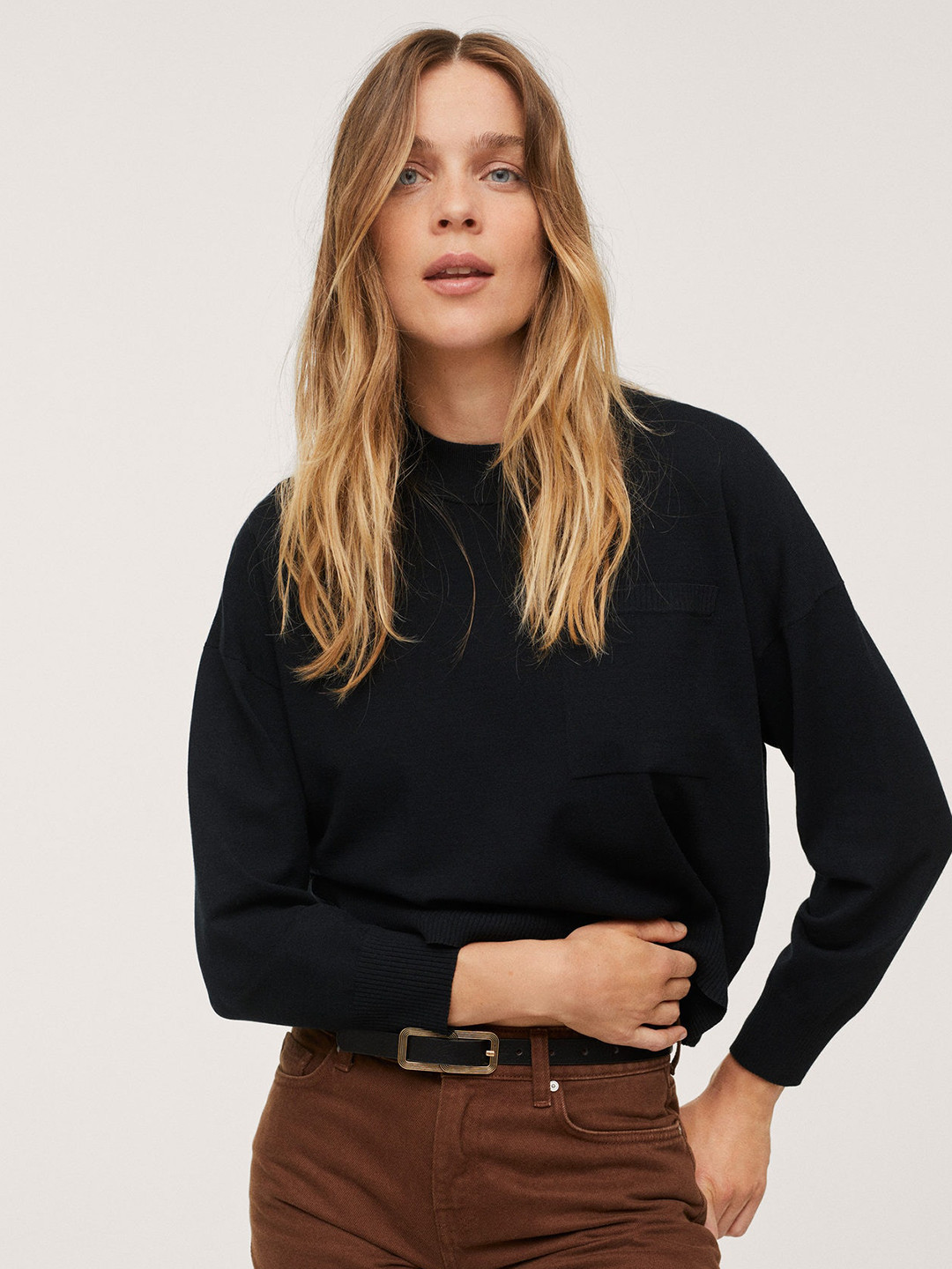 

MANGO Women Black Pullover