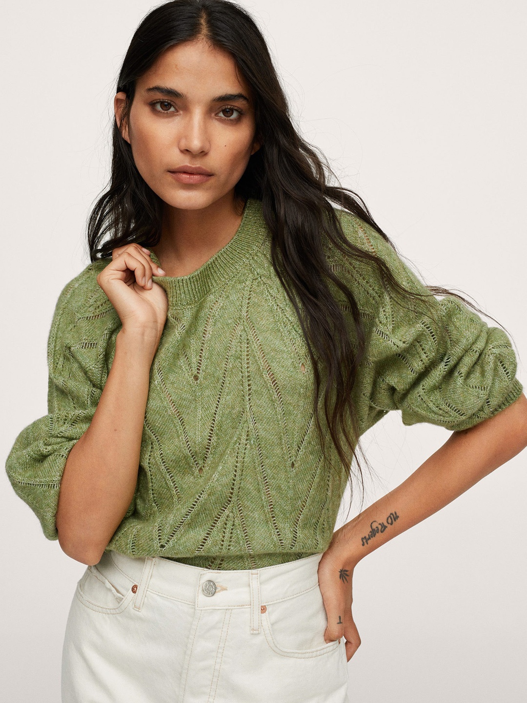 

MANGO Women Green Pullover