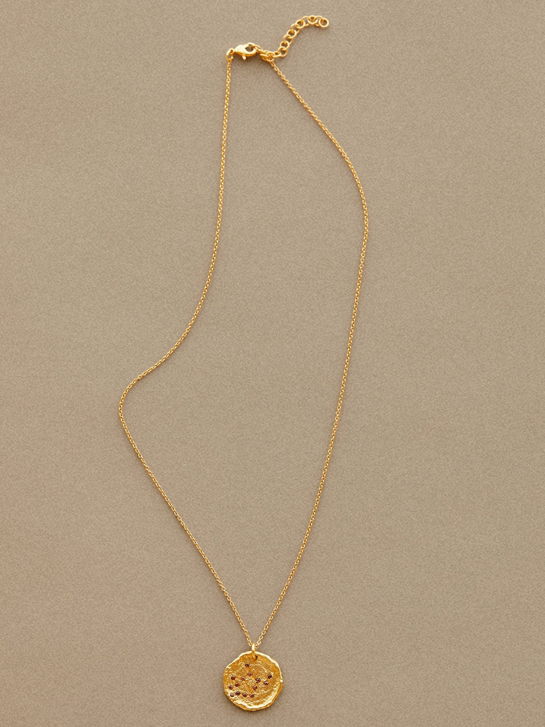

MANGO Gold-Toned & Brown Stone-Studded Virgo Necklace