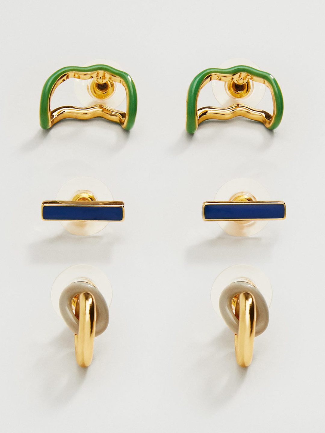 

MANGO Set of 3 Gold-Toned Enamelled Earrings