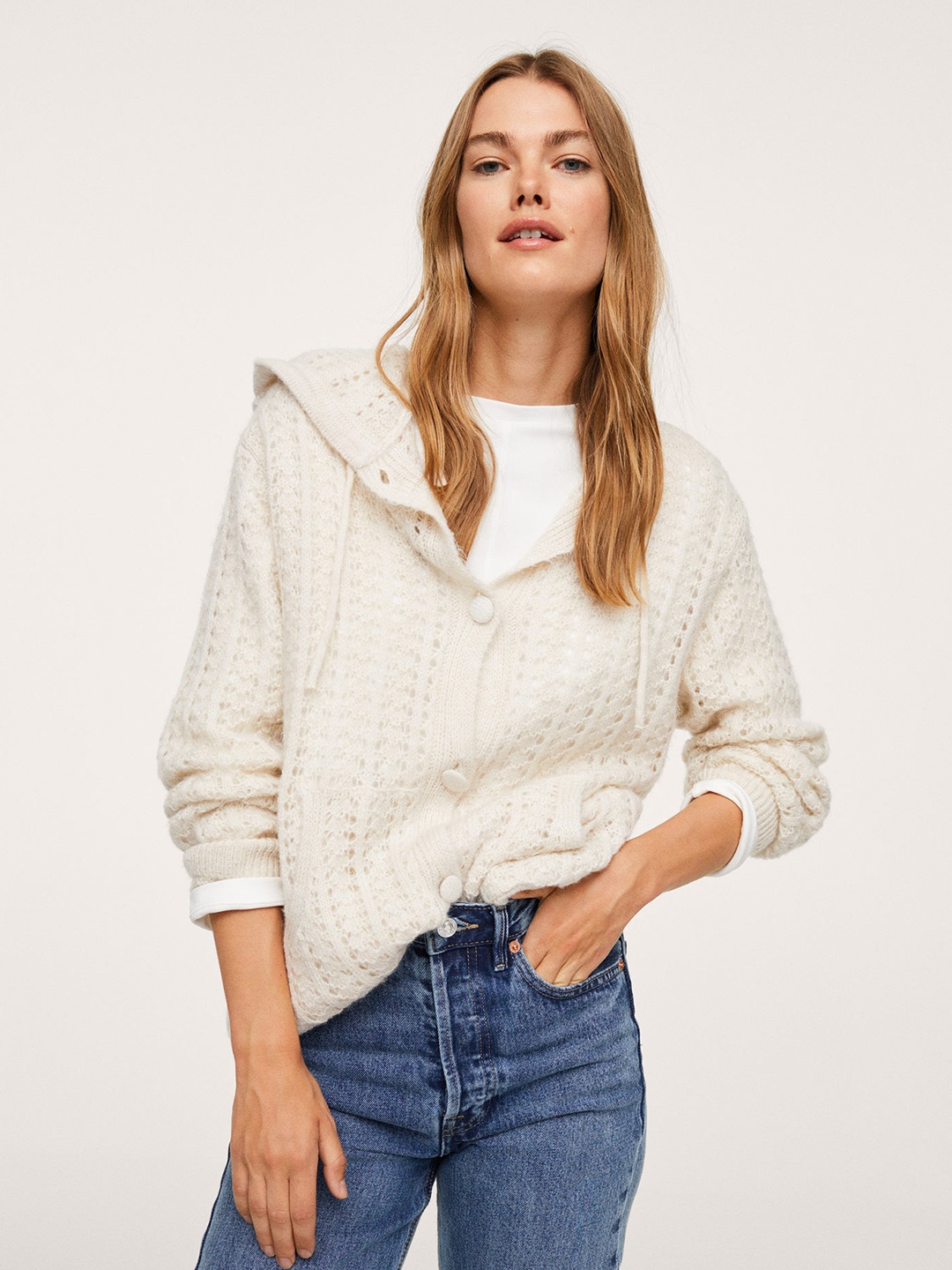 

MANGO Women White Cardigan