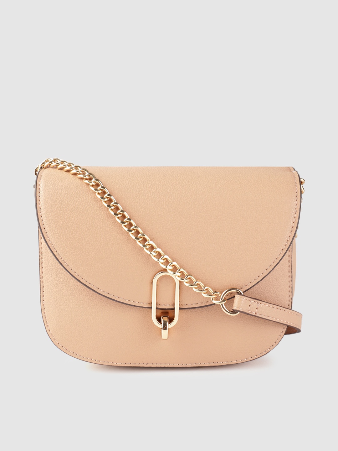 

MANGO Beige Solid Half Moon Sling Bag