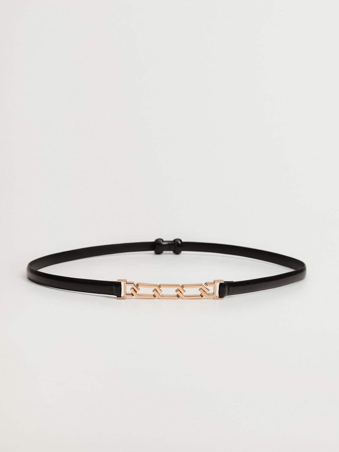 

MANGO Women Black & Gold-Toned Solid Belt