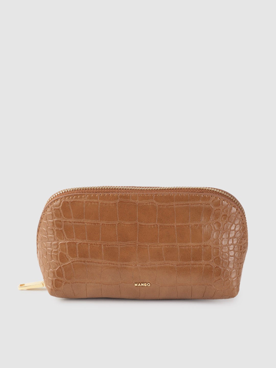 

MANGO Brown Croc Textured Cosmetic Pouch
