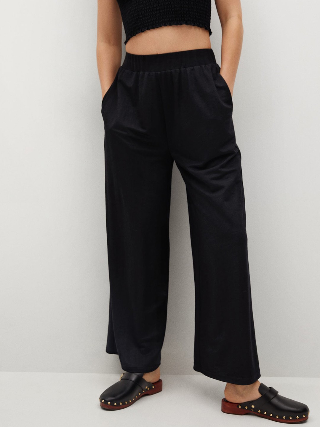 

MANGO Women Black Trousers