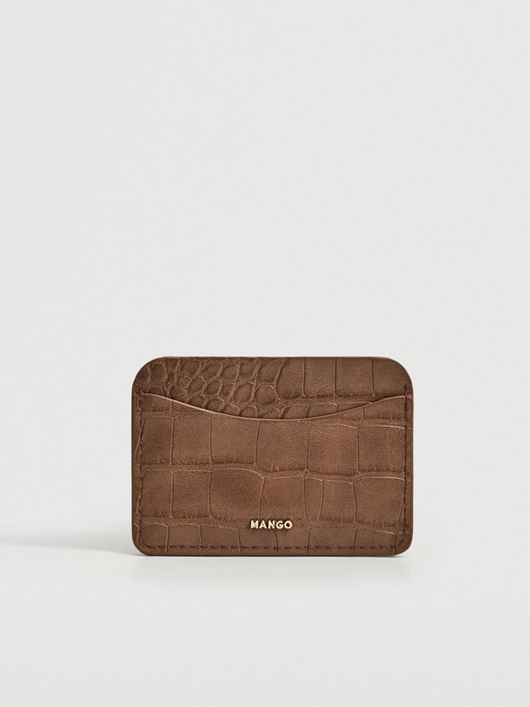 

MANGO Women Brown Croc-Textured Card Holder