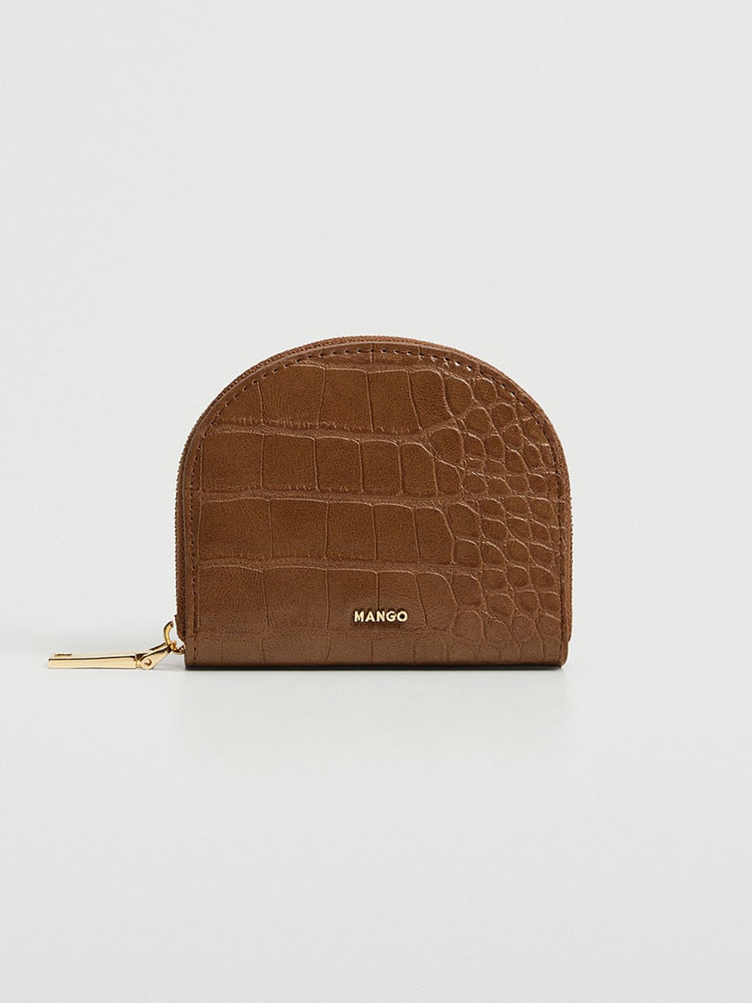 

MANGO Brown Croc Textured Coin Purse