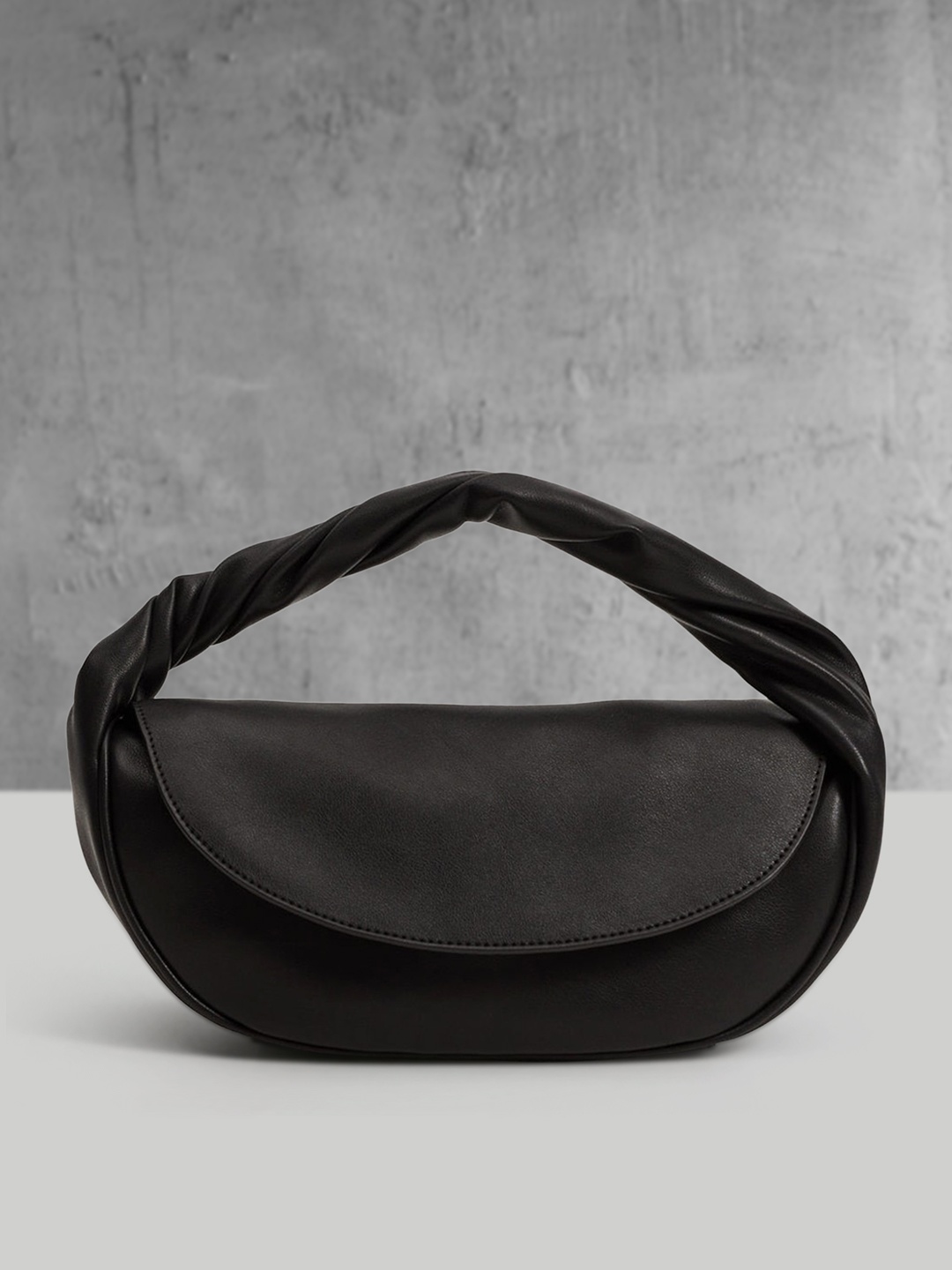 

MANGO Black Solid Structured Handheld Bag