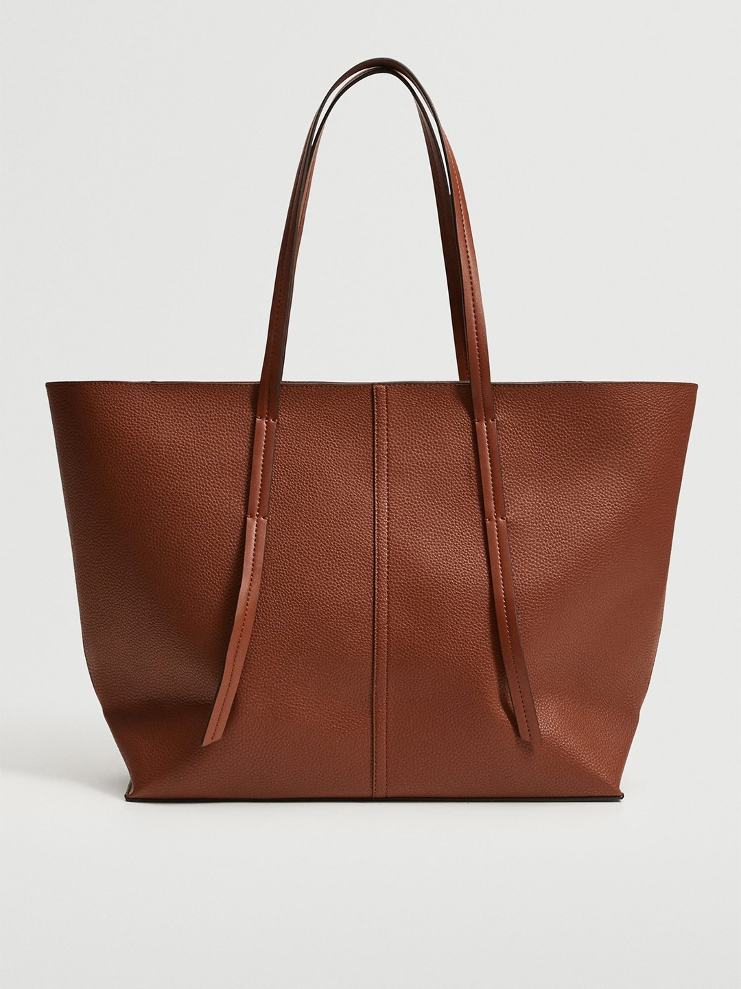 

MANGO Brown Solid Tote Bag