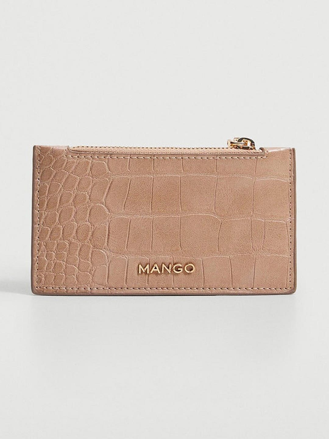 

MANGO Women Beige Croc Textured Card Holder