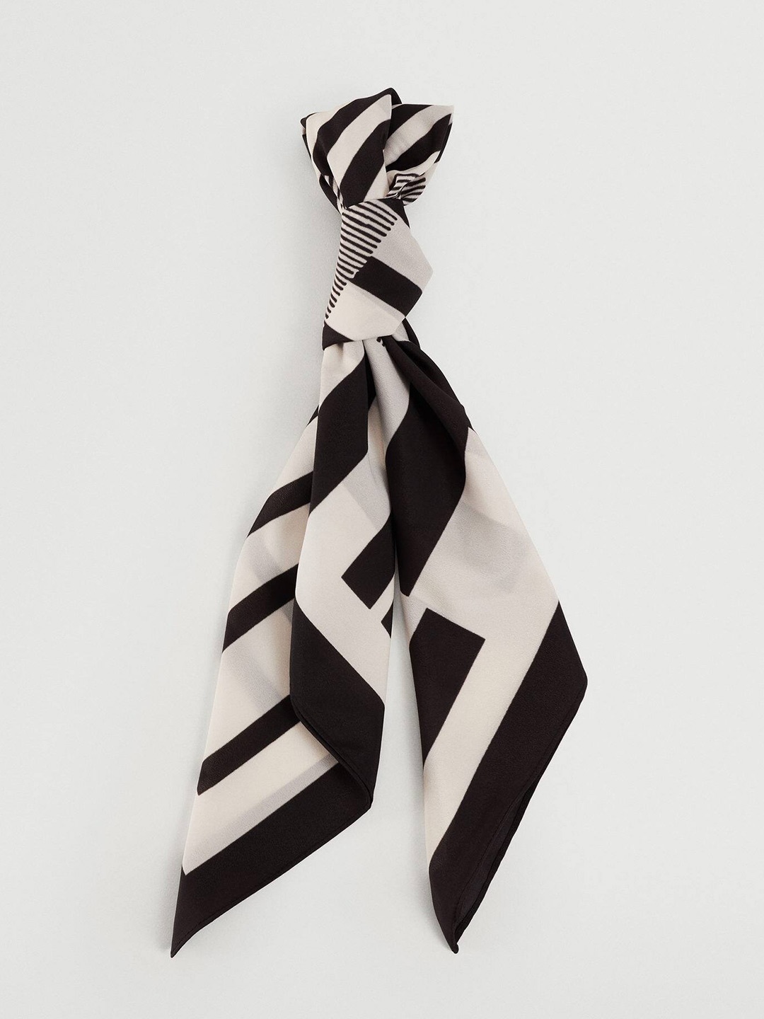 

MANGO Women Black & Off White Geometric Print Satin Finish Scarf
