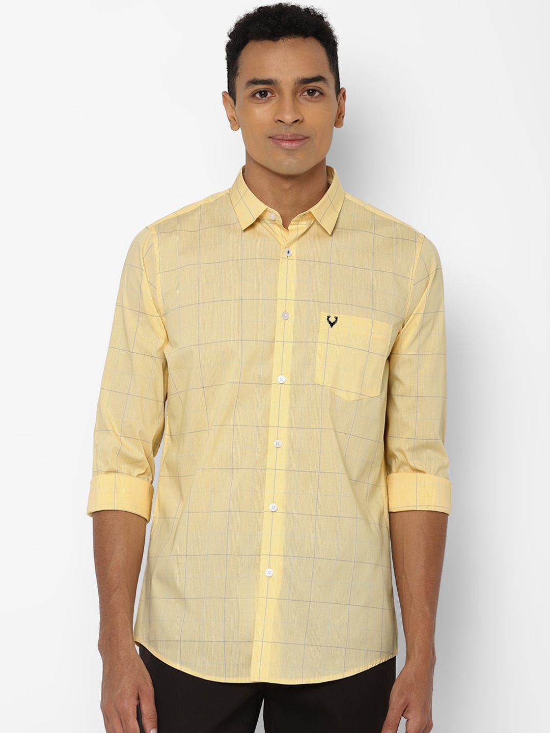 

Allen Solly Men Yellow Slim Fit Windowpane Checks Opaque Checked Casual Shirt