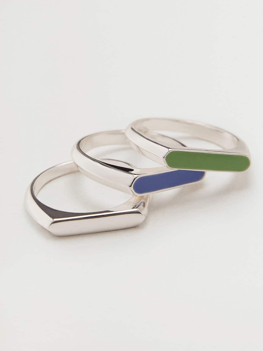 

MANGO Women Set of 3 Finger Ring, Silver