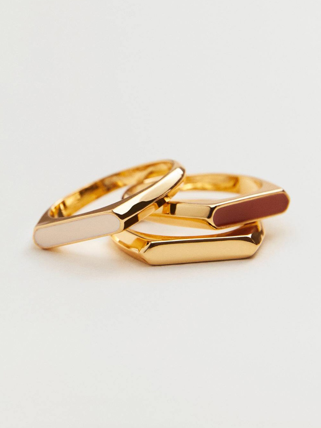 

MANGO Women Set of 3 Finger Ring, Gold