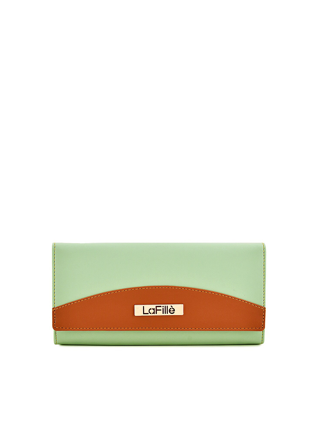

LaFille Women Green & Tan PU Two Fold Wallet
