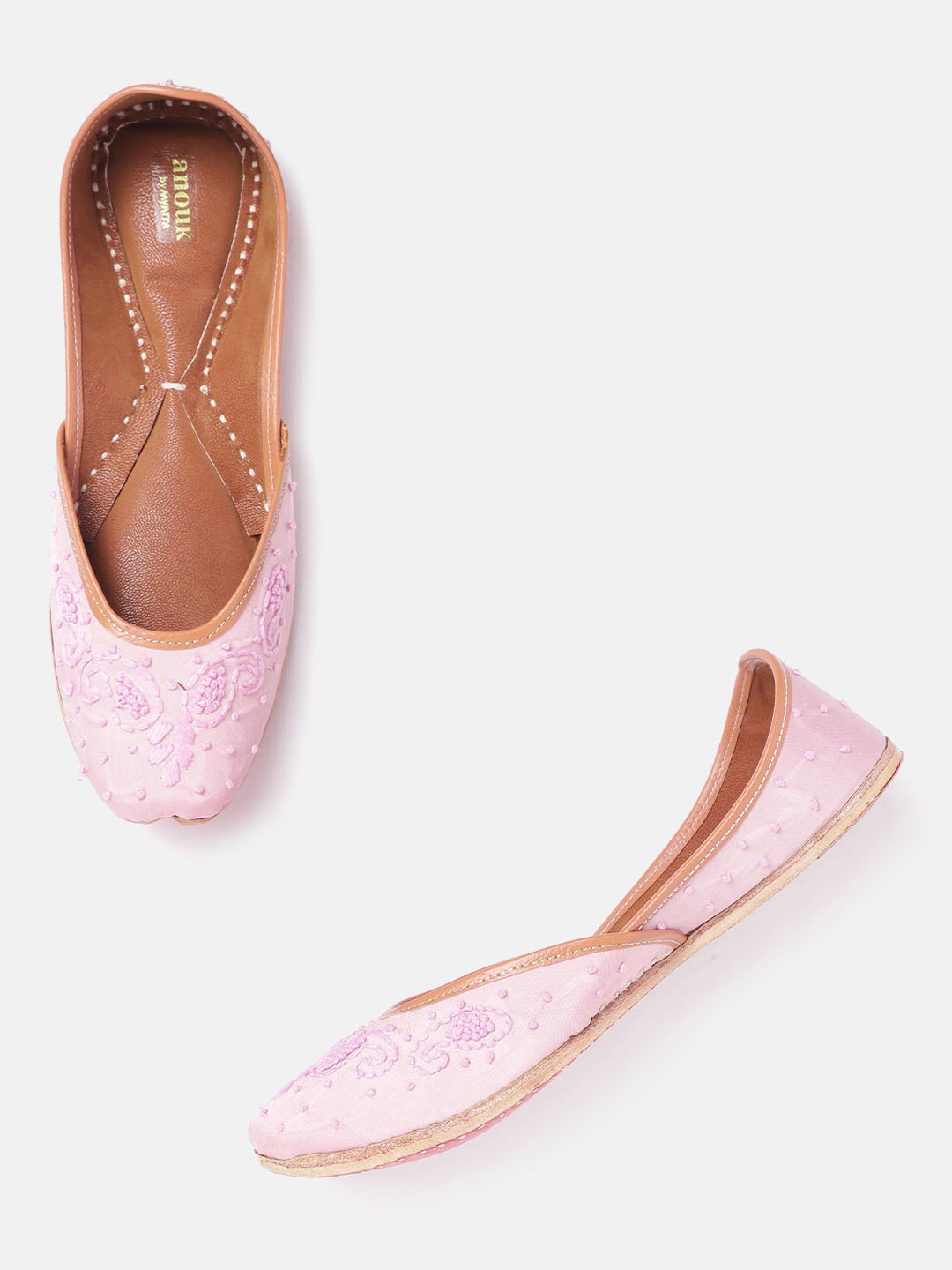 

Anouk Women Pink Embroidered Handcrafted Leather Mojaris