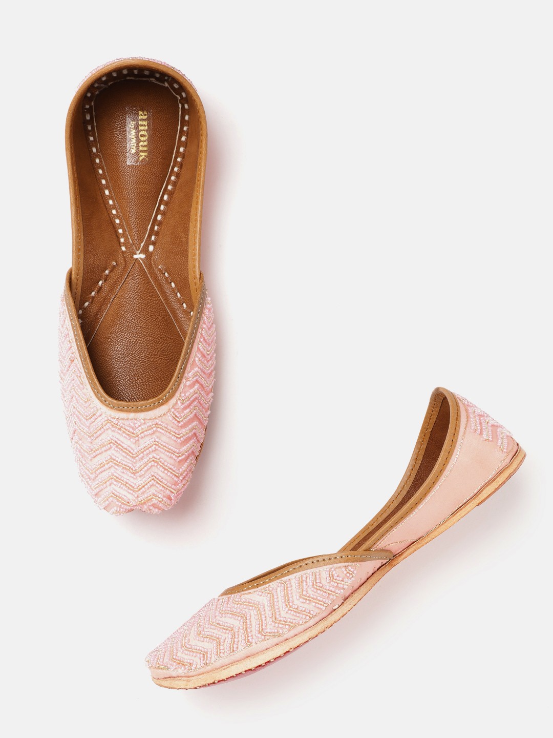 

Anouk Women Pink Embellished Handcrafted Mojaris
