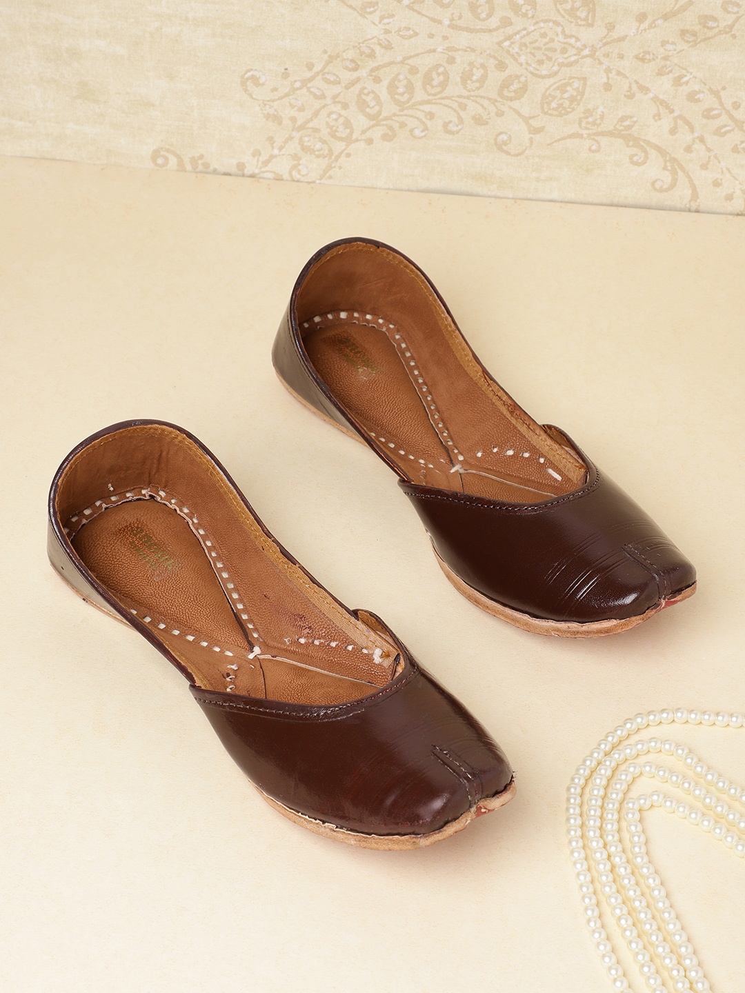 

Anouk Women Coffee Brown Solid Leather Handcrafted Mojaris
