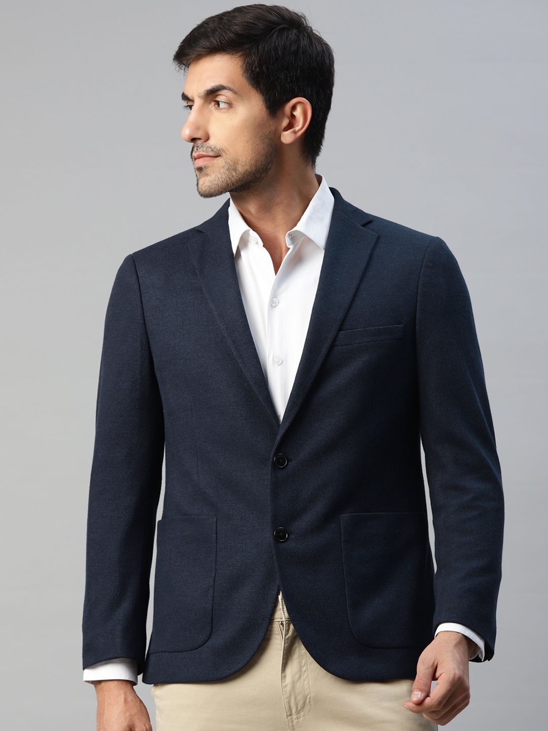 

Marks & Spencer Men Navy Blue Slim Fit Solid Smart Casual Blazer