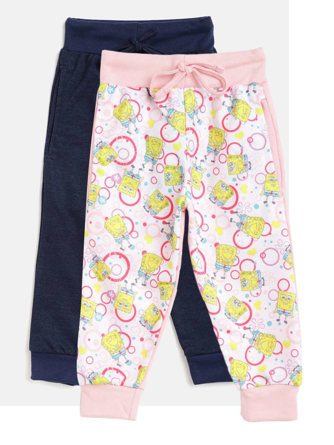 

Eteenz Girls Pack of 2 Pure Cotton Joggers, Navy blue