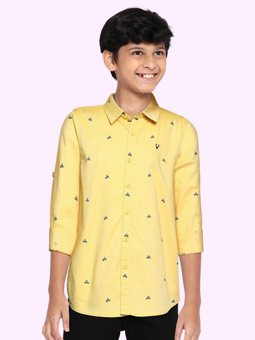 

Allen Solly Junior Boys Yellow Pure Cotton Printed Casual Shirt