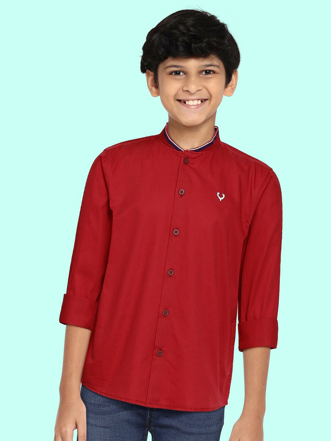 

Allen Solly Junior Boys Red Pure Cotton Sport Opaque Casual Shirt