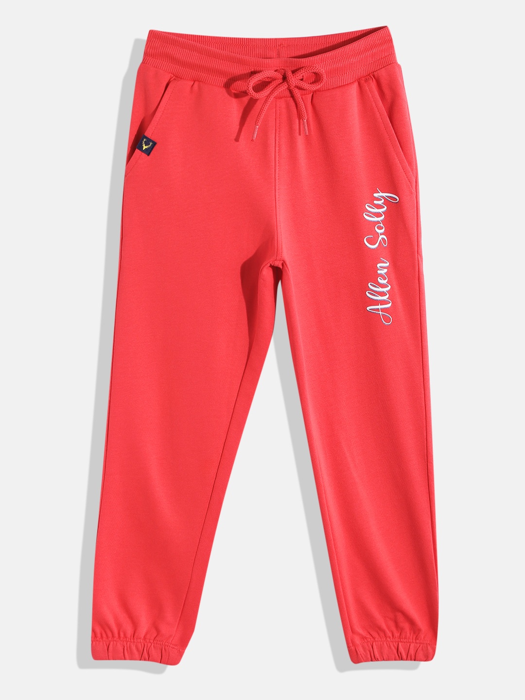 

Allen Solly Junior Girls Pure Cotton Brand Logo Printed Joggers, Red