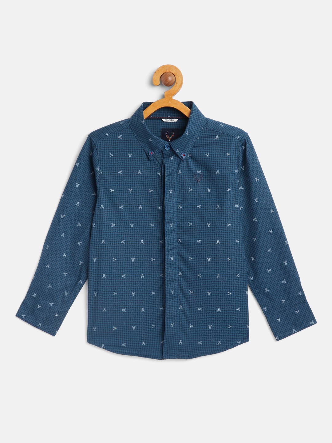 

Allen Solly Junior Boys Blue Pure Cotton Printed Casual Shirt