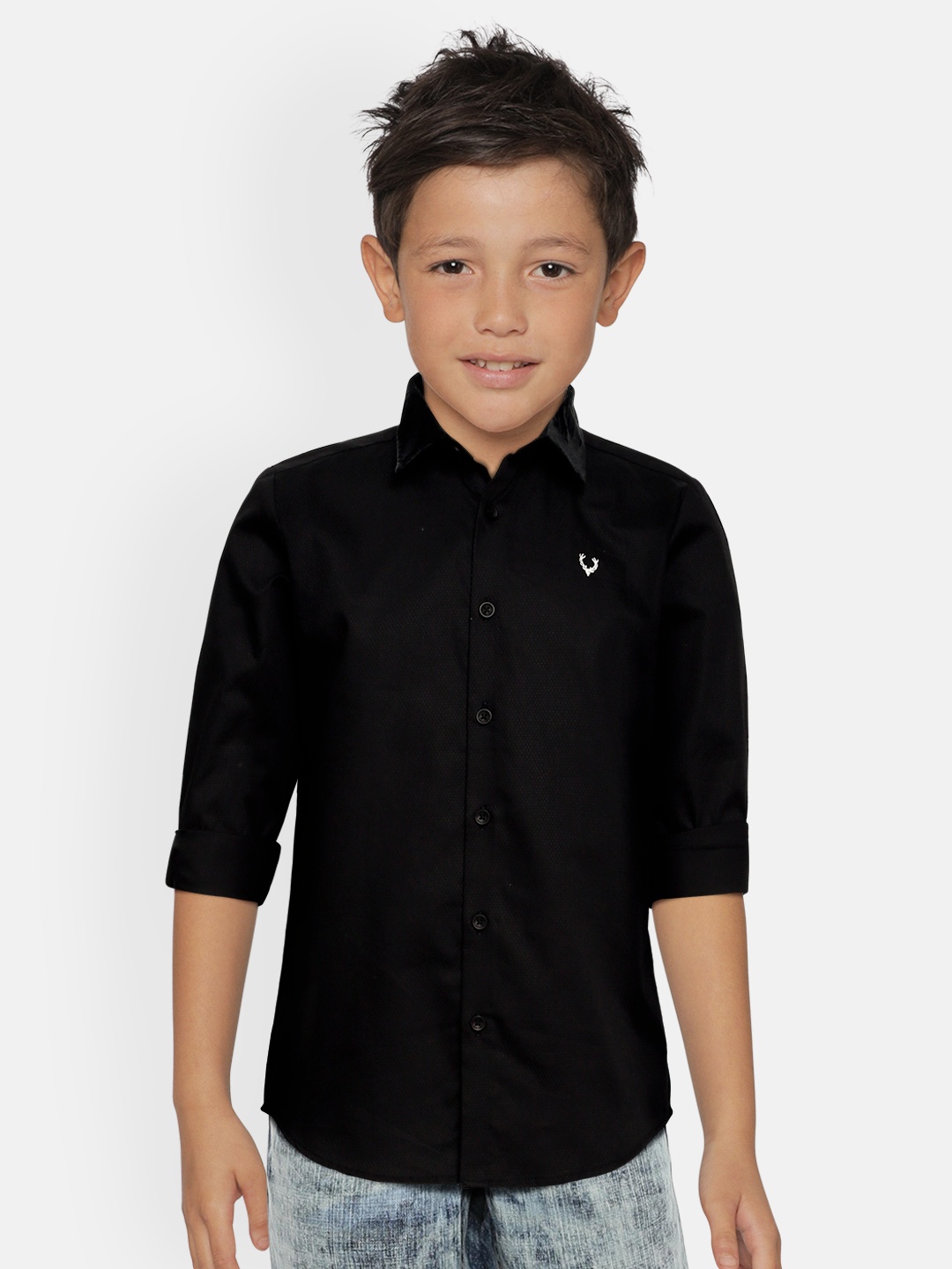 

Allen Solly Junior Boys Black Slim Fit Pure Cotton Casual Shirt