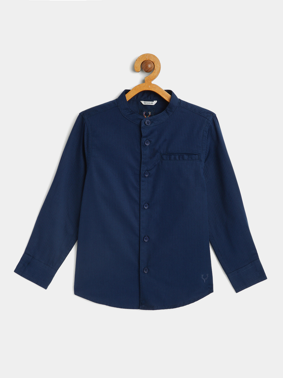 

Allen Solly Junior Boys Navy Blue Solid Pure Cotton Opaque Casual Shirt