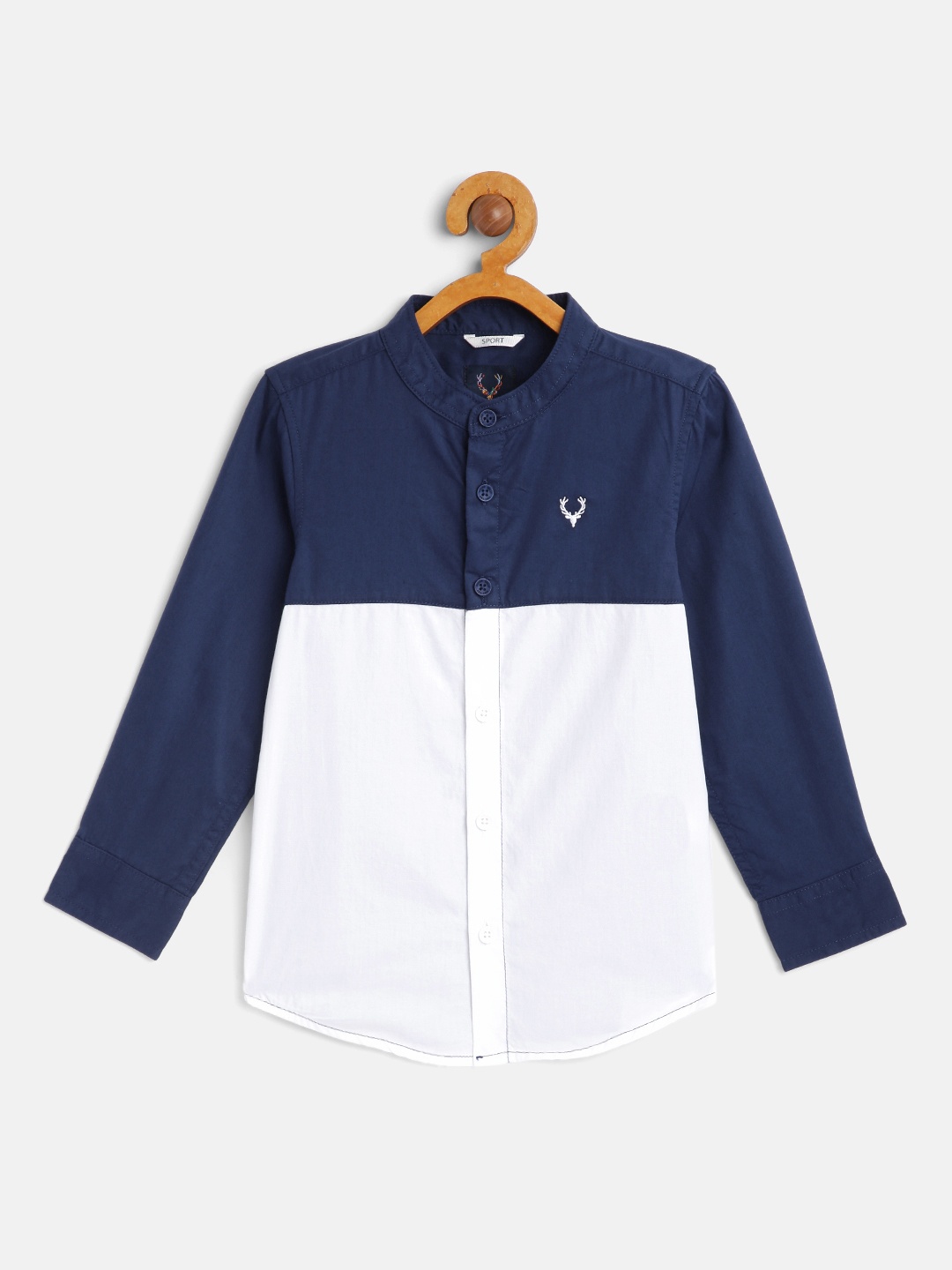 

Allen Solly Junior Boys Navy Blue Boxy Opaque Solid Cotton Casual Shirt