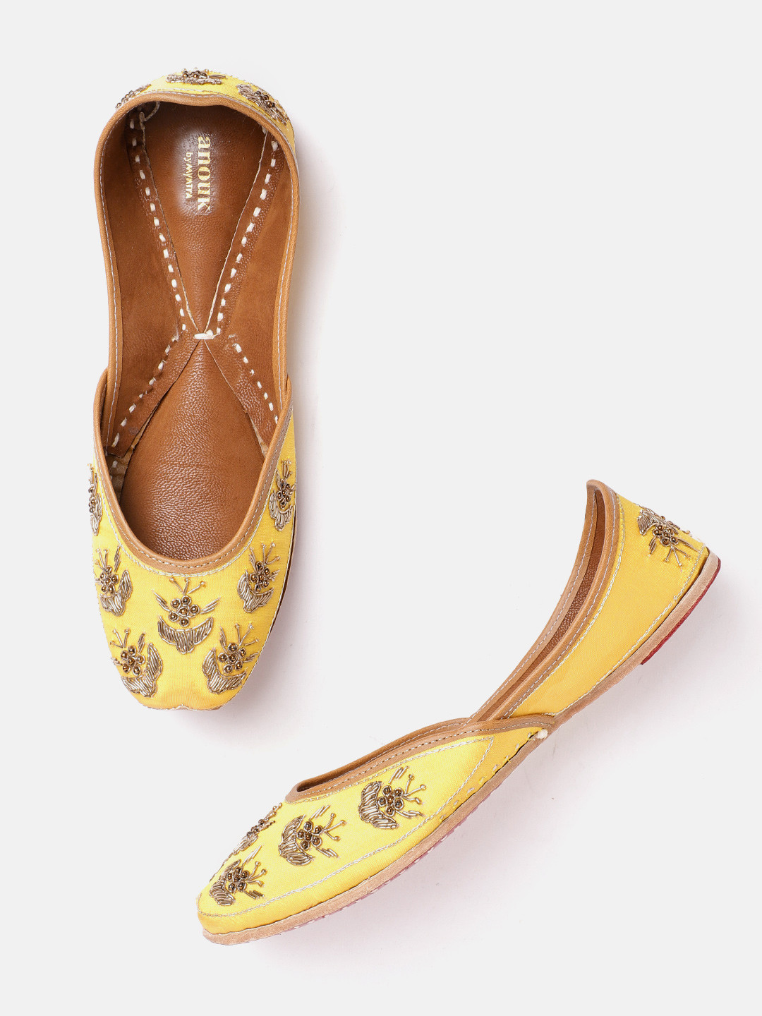 

Anouk Women Yellow Embellished Mojaris