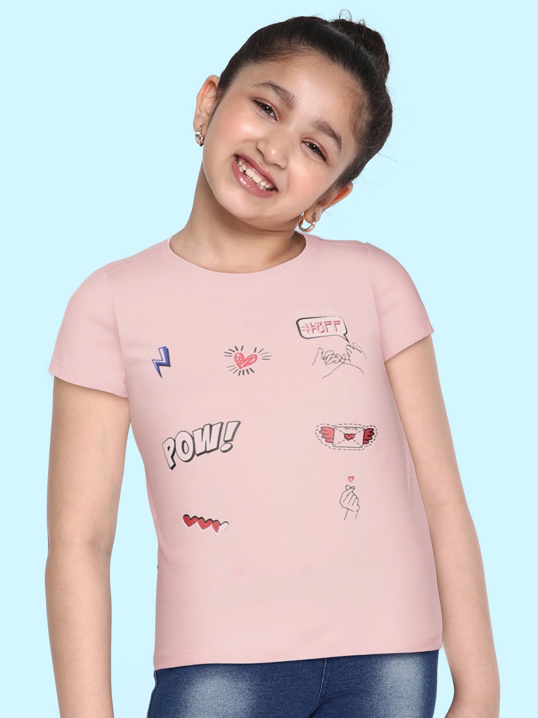 

Allen Solly Junior Girls Pink Printed Pure Cotton T-shirt