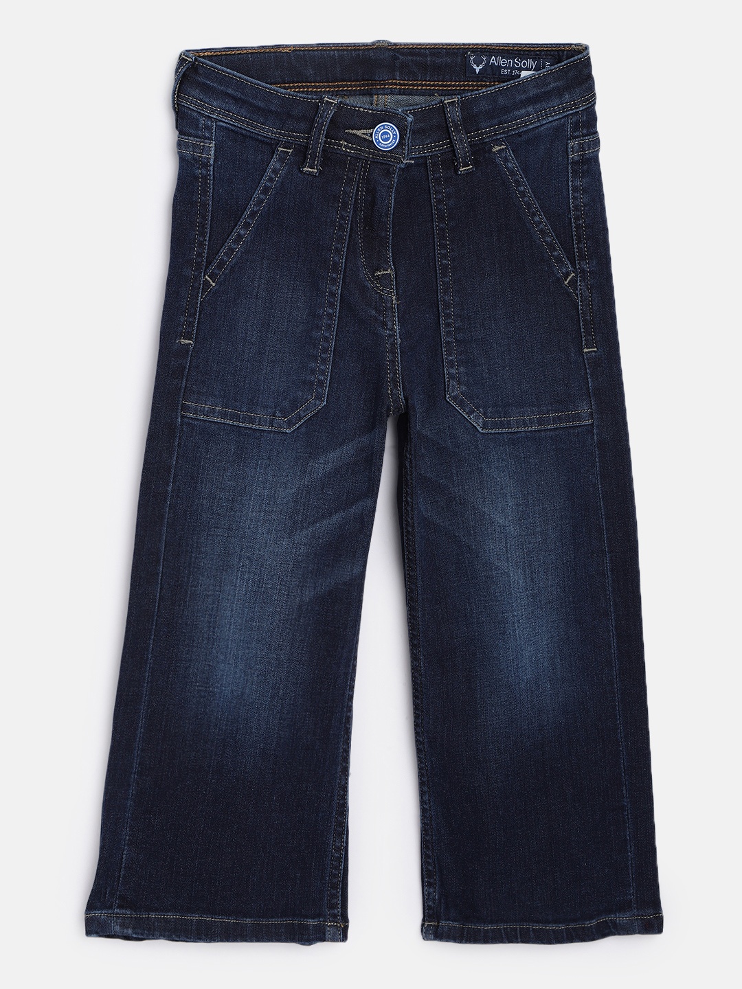 

Allen Solly Junior Girls Navy Blue Boyfriend Fit Heavy Fade Stretchable Jeans