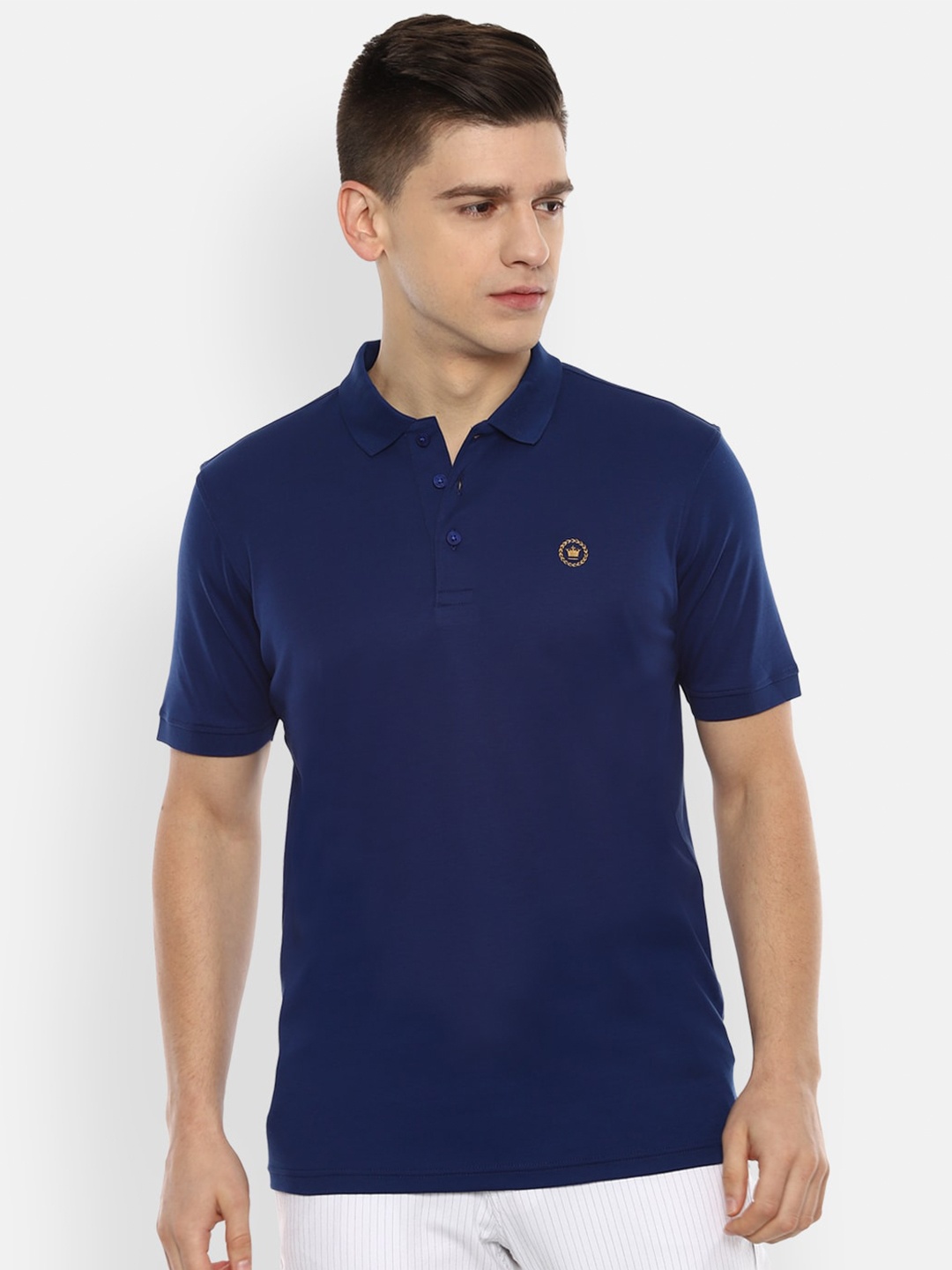 

Louis Philippe Men Navy Blue Polo Collar T-shirt