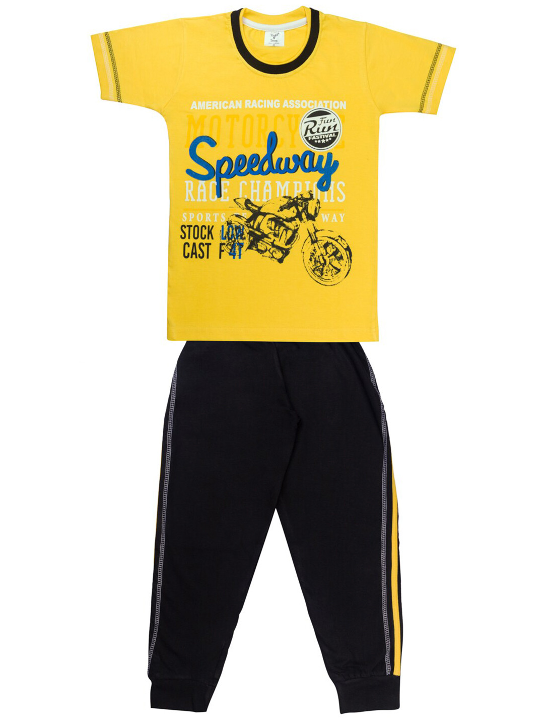 

Todd N Teen Boys Yellow & Black Printed T-shirt with Trousers