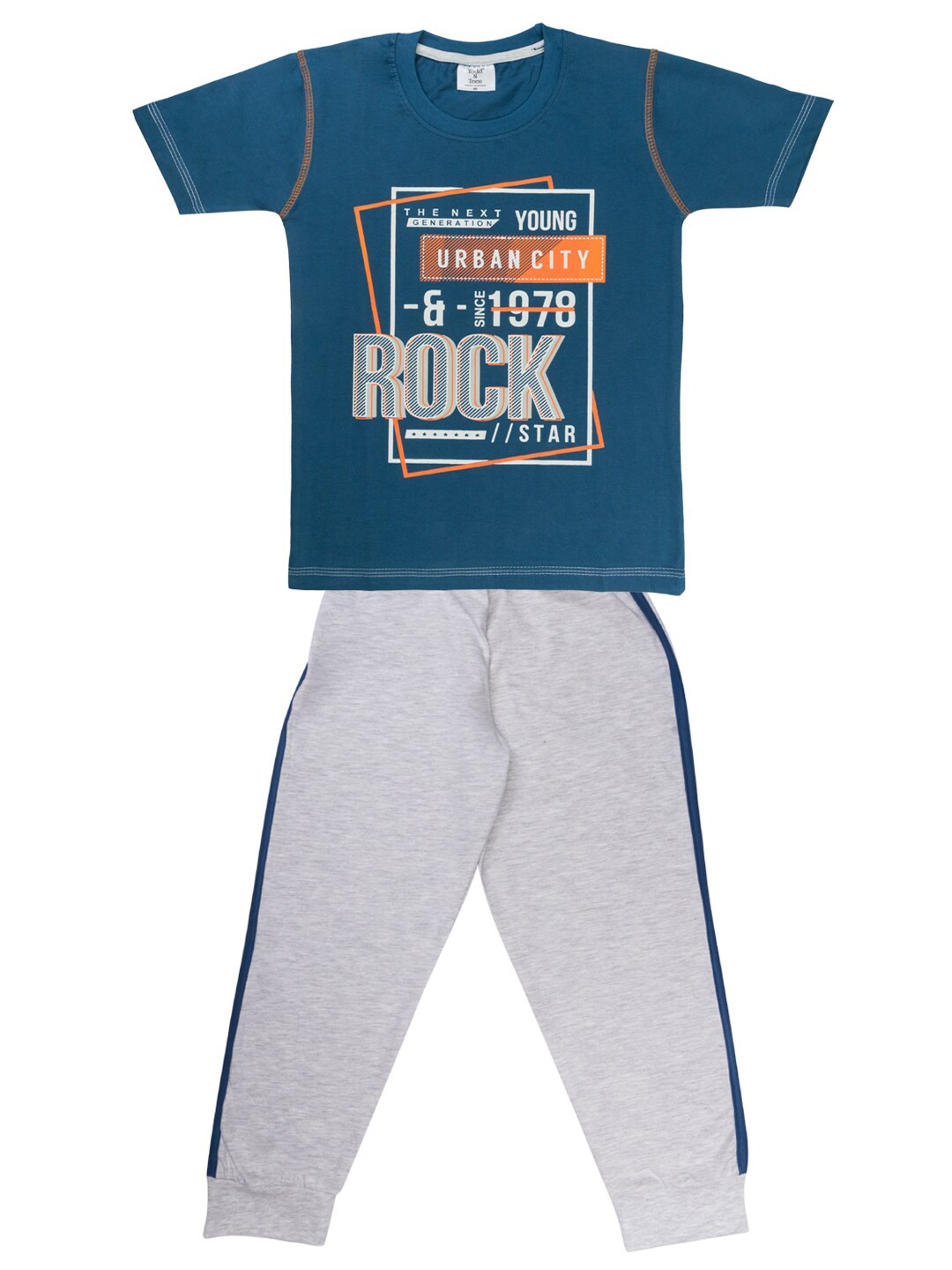 

Todd N Teen Boys Blue & Grey Printed T-shirt with Trousers