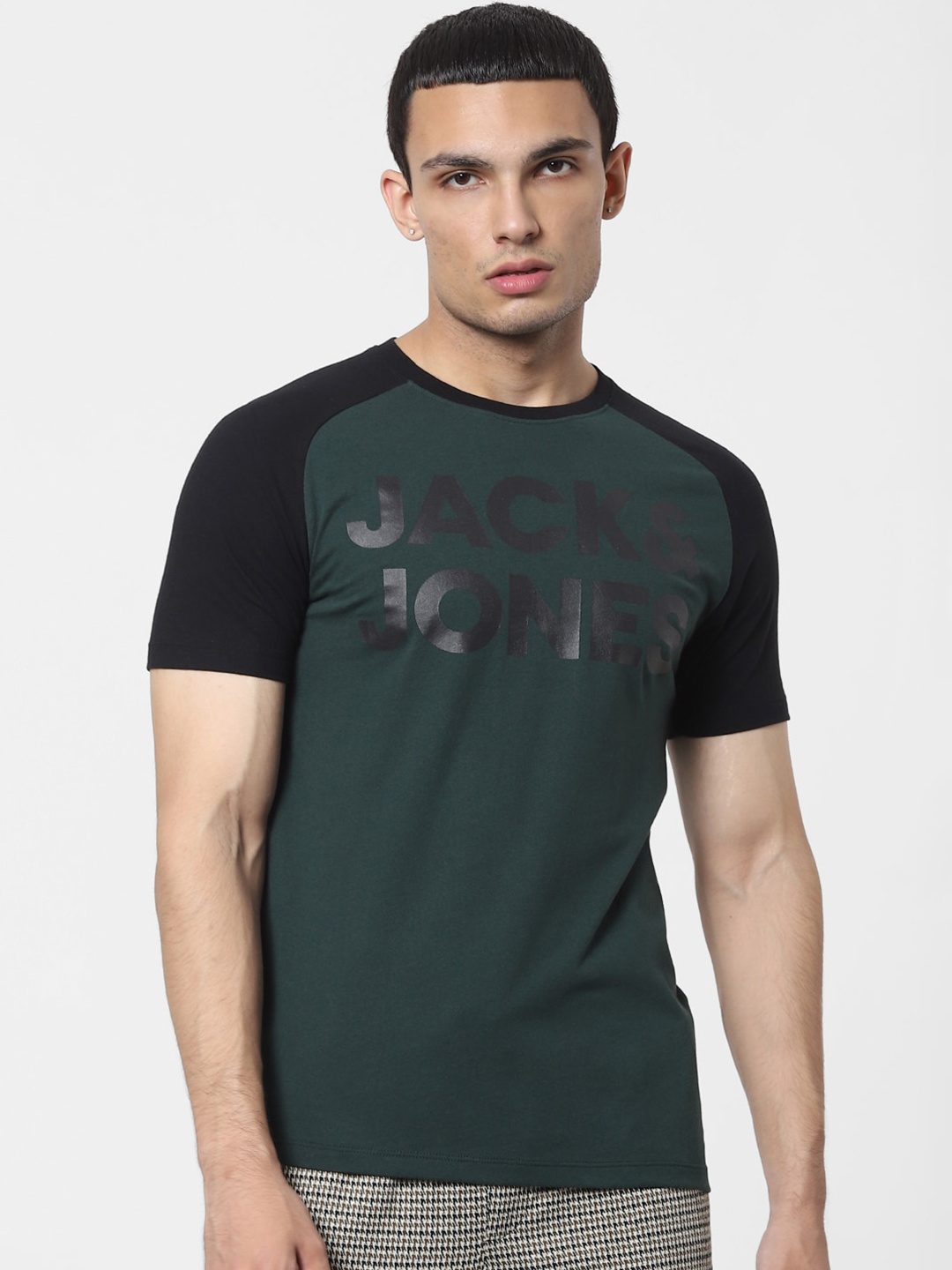 

Jack & Jones Men Green Brand Logo Printed T-shirt