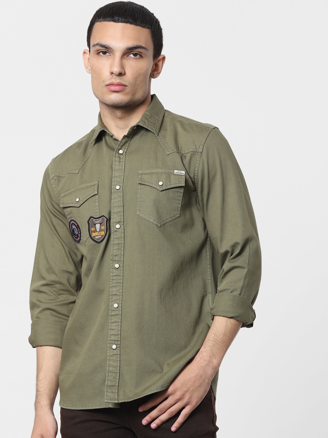 

Jack & Jones Men Green Opaque Casual Shirt