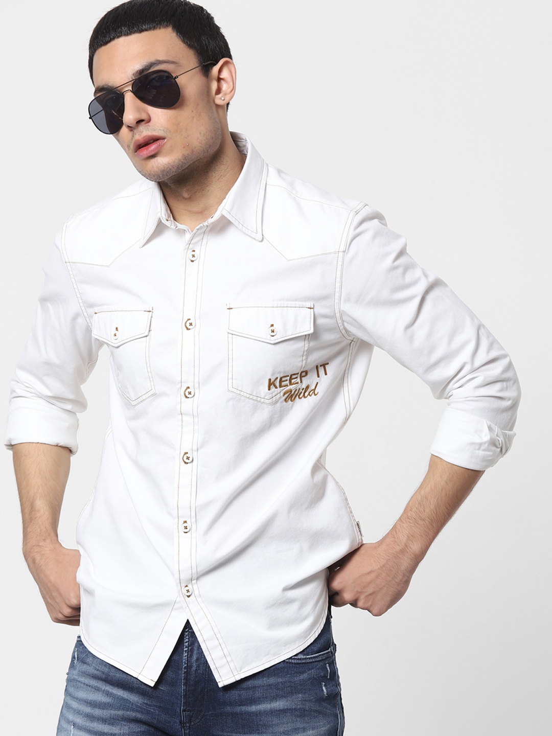 

Jack & Jones Men White Opaque Casual Shirt