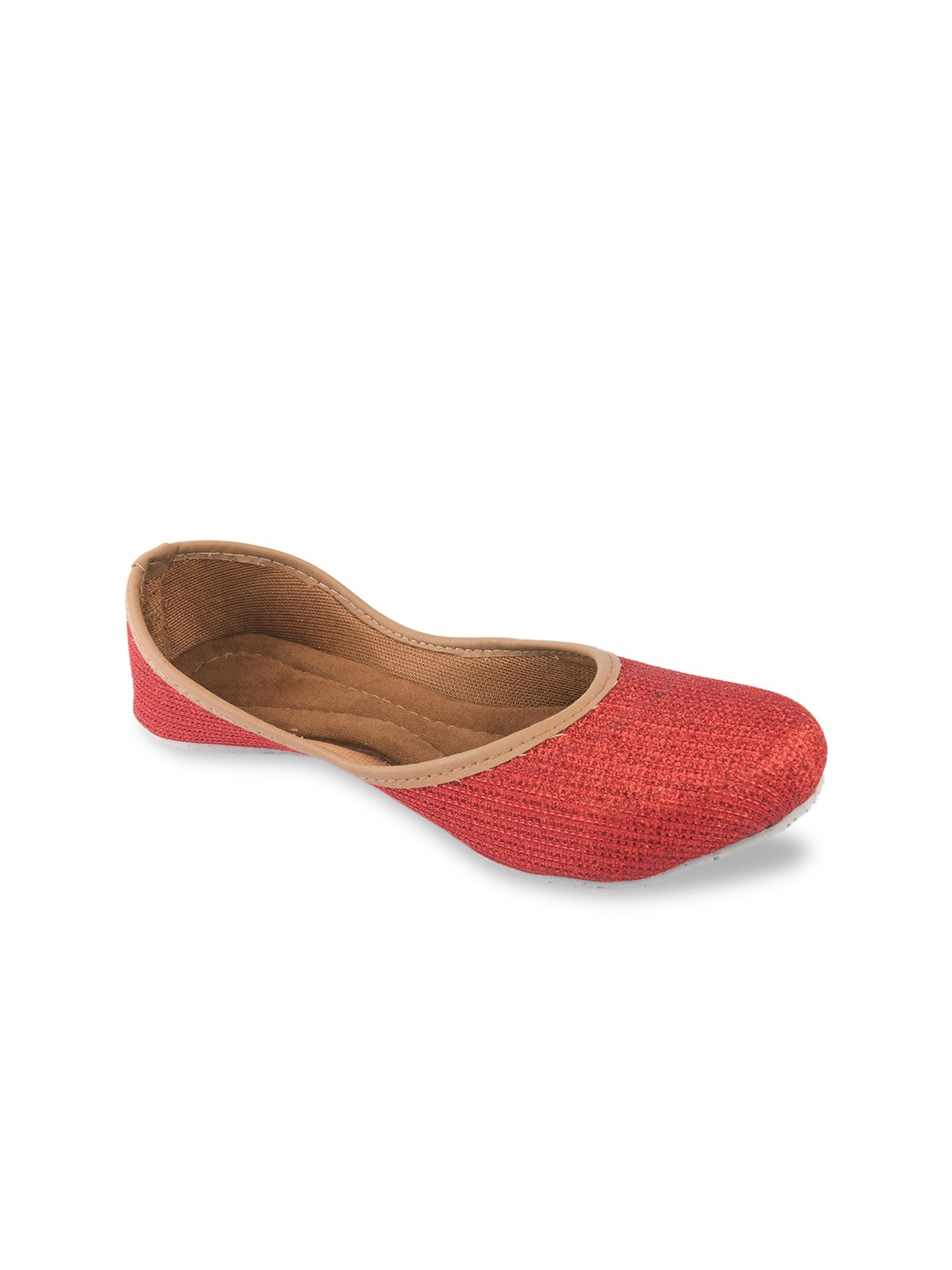 

DESI COLOUR Girls Red Embellished Mojaris Flats