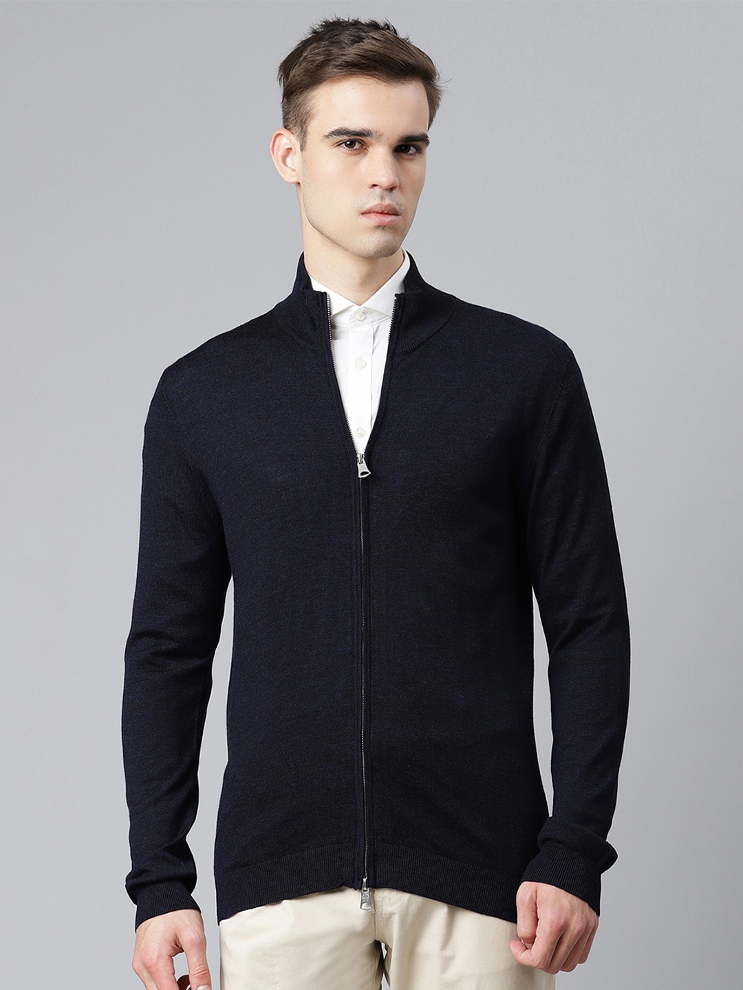 

Matinique Men Navy Blue Front-Open Sweater