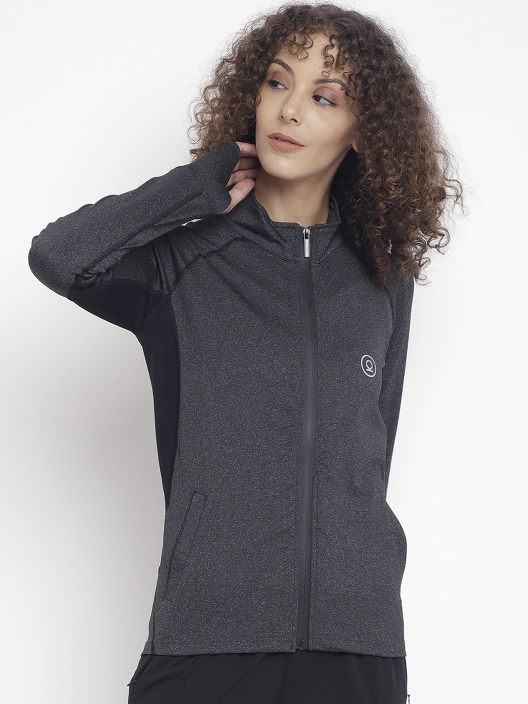 

Chkokko Women Grey Melange Sporty Jacket