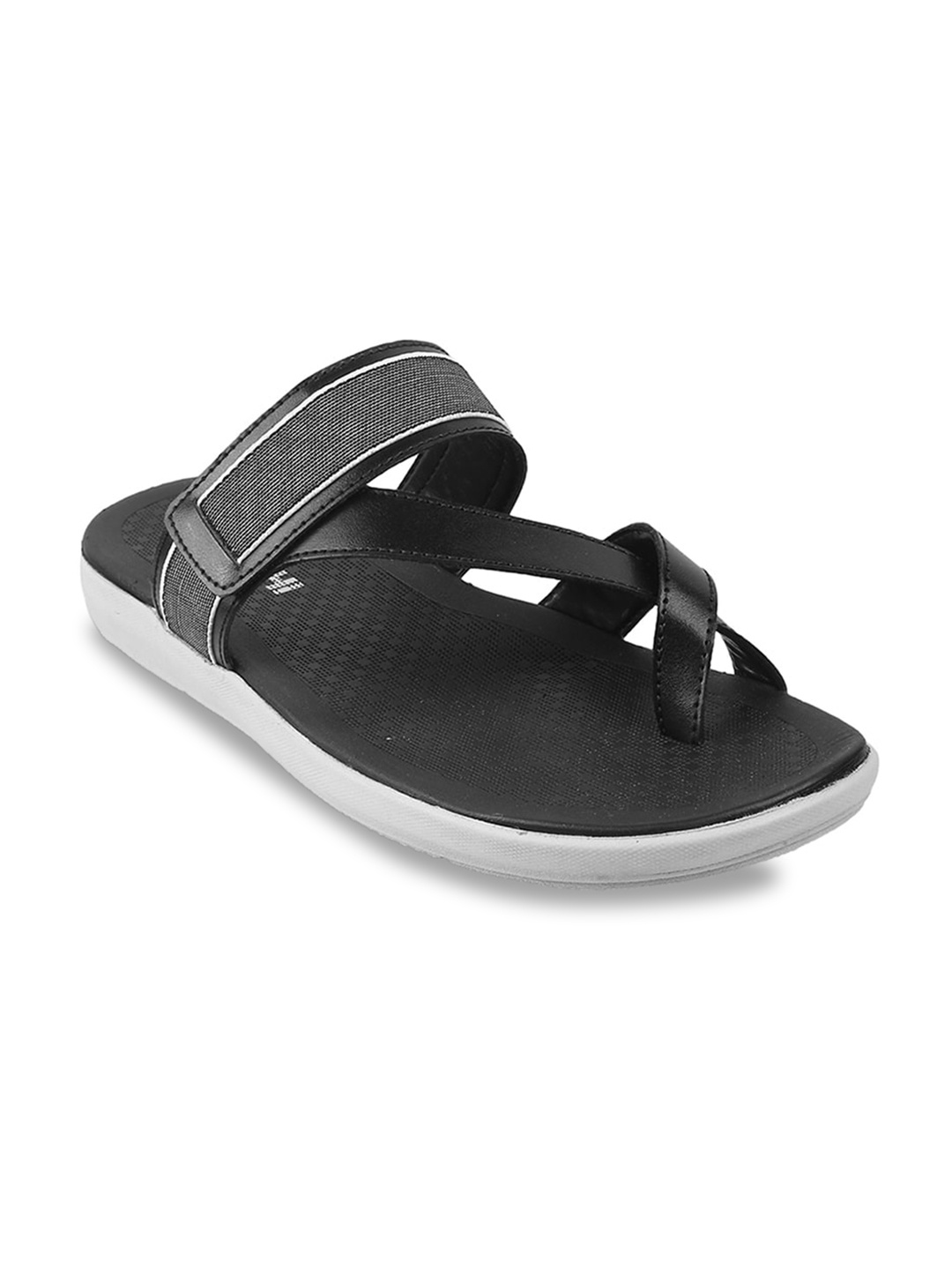 

Mochi Men Black & White Solid Casual Comfort Sandals