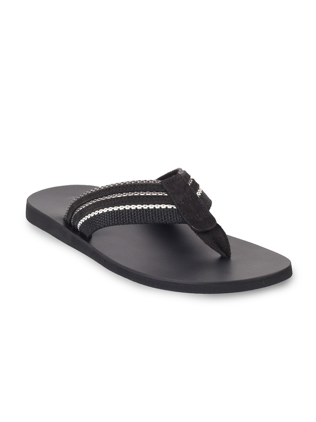 

Mochi Men Black & White Striped Comfort Sandals